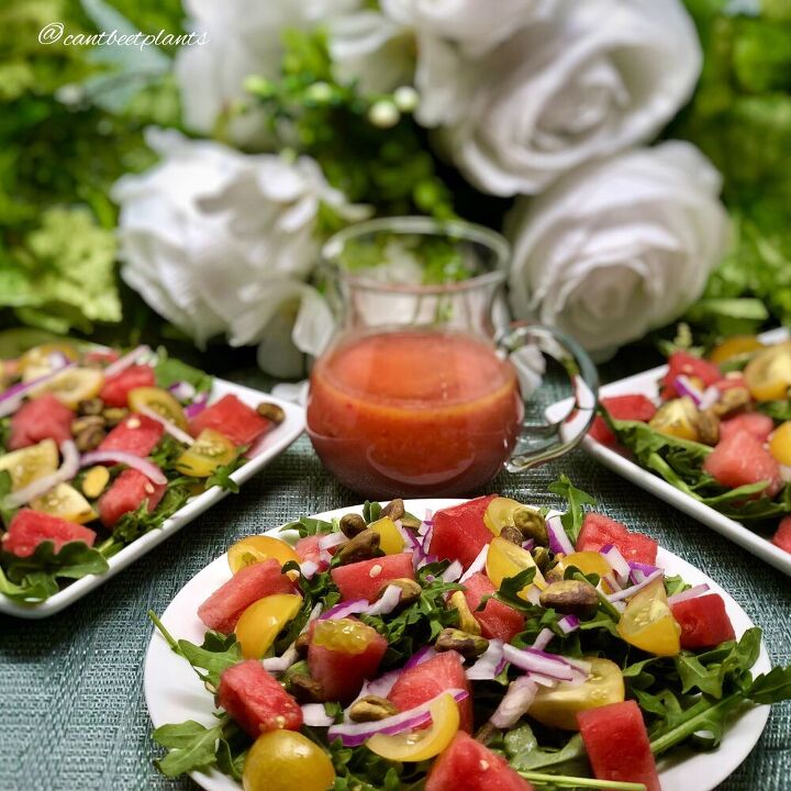 watermelon and arugula salad with raspberry vinaigrette