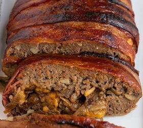 bbq bacon wrapped stuffed meatloaf
