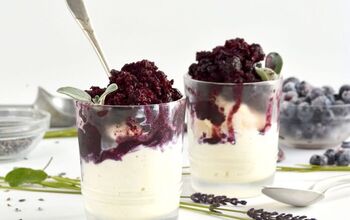 Blueberry Lavender Granita Over Vanilla Ice Cream