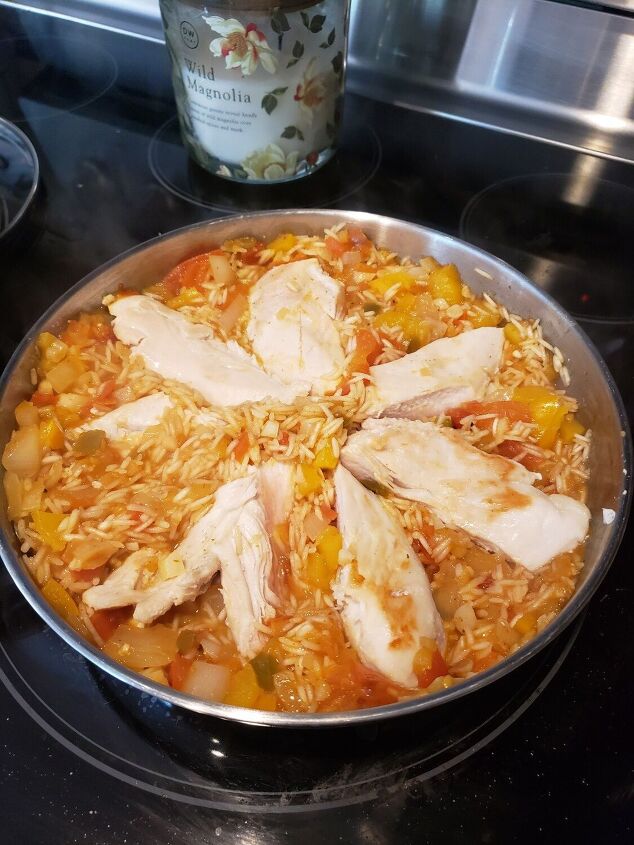 how i made a mango chicken rice skillet in one pan