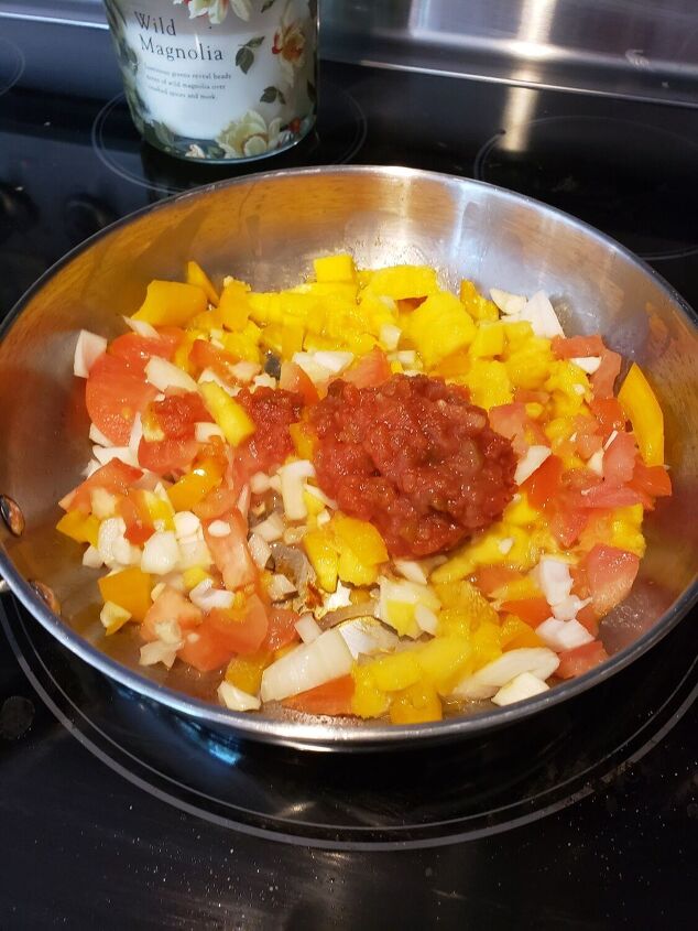 how i made a mango chicken rice skillet in one pan