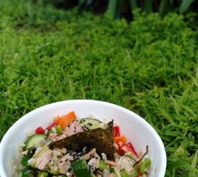 simple sushi salad with wasabi soy dressing