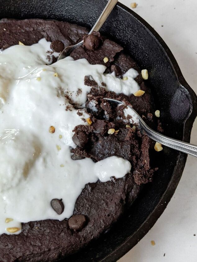 one bowl double chocolate skillet brownie