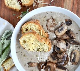 cream of mushroom soup with parmesan her toast