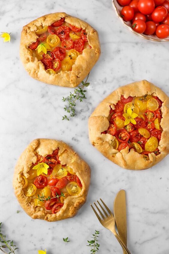 roasted cherry tomato and thyme galettes