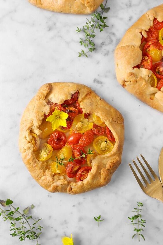 roasted cherry tomato and thyme galettes