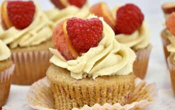 Raspberry Peach Cupcakes With Brown Sugar Buttercream Frosting