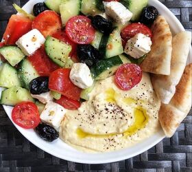Greek Salad With Hummus and Pita