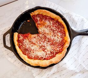 deep dish pizza, Use a 9 inch cast iron skillet or cake pan