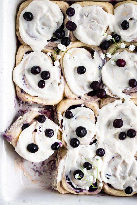 blueberry sweet rolls with whipped lemon ricotta