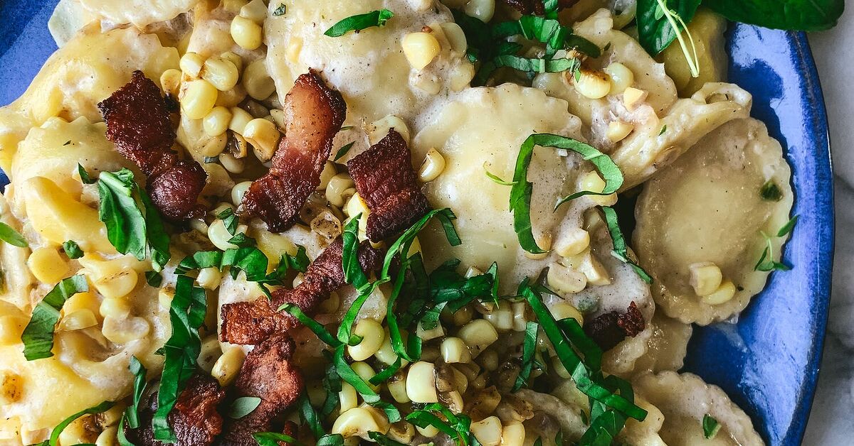 Bacon and Corn Ravioli in a Creamy Sauce | Foodtalk