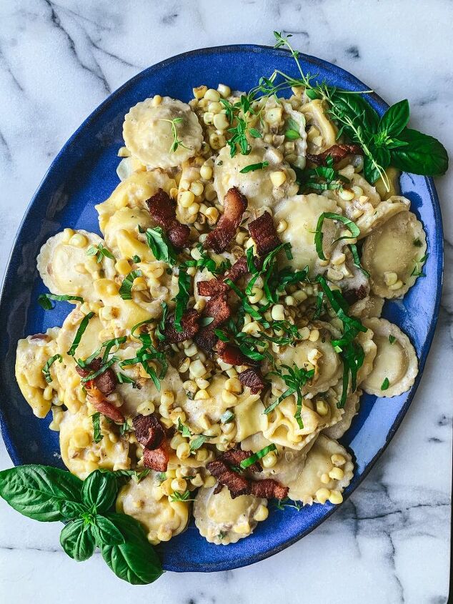 Bacon and Corn Ravioli in a Creamy Sauce | Foodtalk