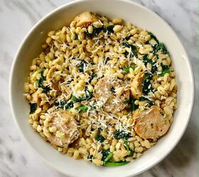Cheesy Barley With Chicken Sausage