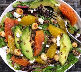 orange and avocado quinoa salad with toasted hazelnuts