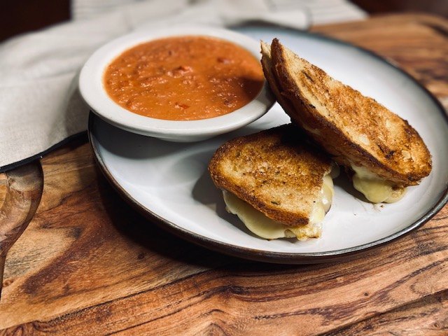 marcella hazan tomato bisque and gouda grilled cheese