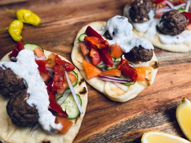 greek spinach and feta meatball naan