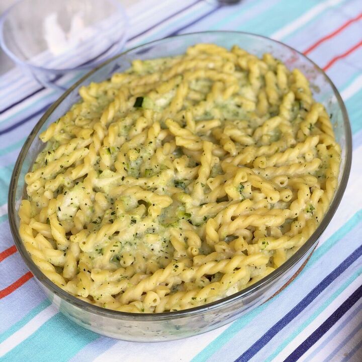 delicious italian pasta bake with pur ed zucchini and mozzarella