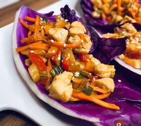 crunchy asian chicken cabbage wrap