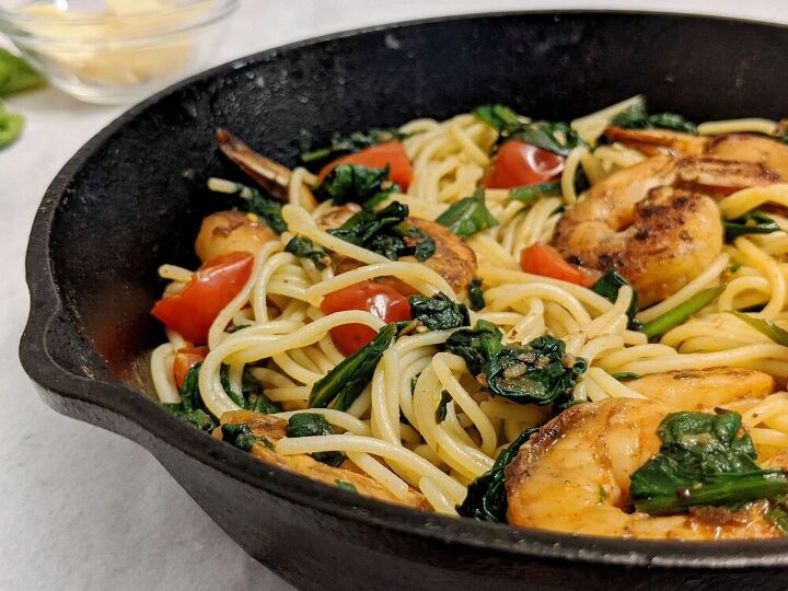 the best spinach tomato shrimp pasta
