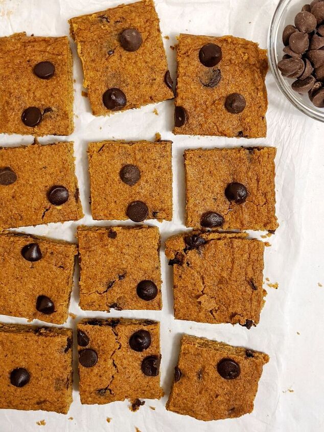 chocolate chip sweet potato blondies in a blender