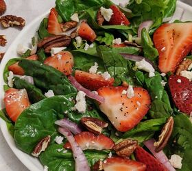 strawberry spinach salad with maple poppyseed balsamic vinaigrette