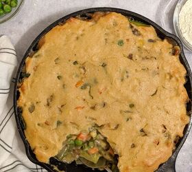 mixed vegetable skillet pot pie with pancake crust