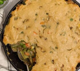 mixed vegetable skillet pot pie with pancake crust