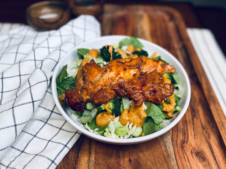 crunchy greens salad with sweet soy chicken