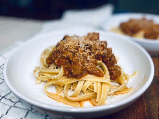 spicy kitchen sink chorizo pasta