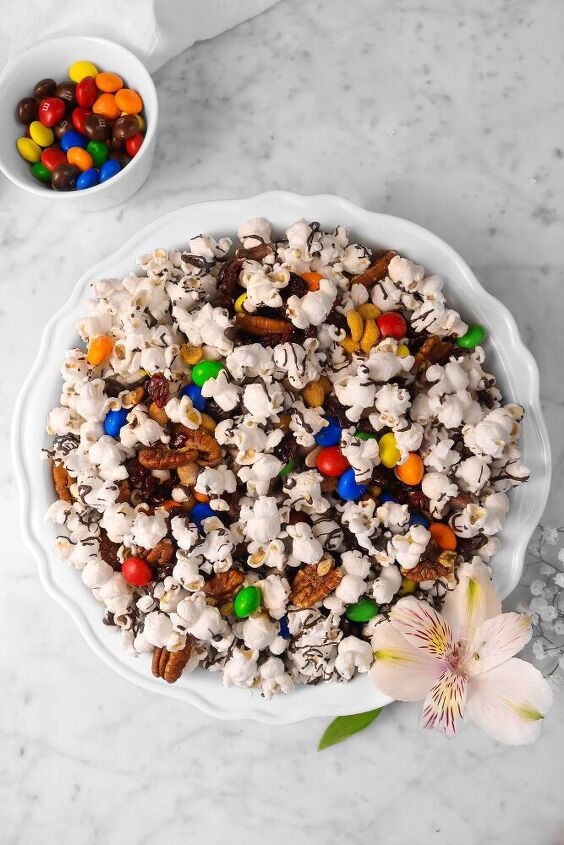 sweet and salty popcorn snack mix