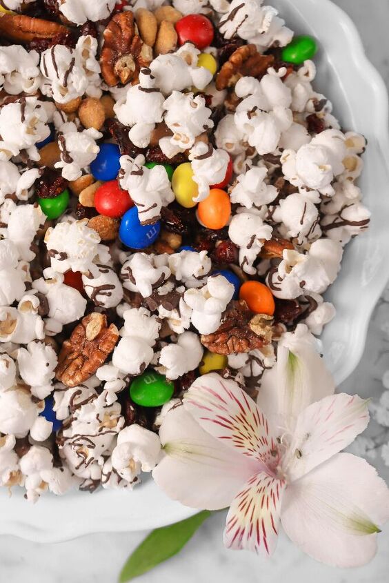 sweet and salty popcorn snack mix
