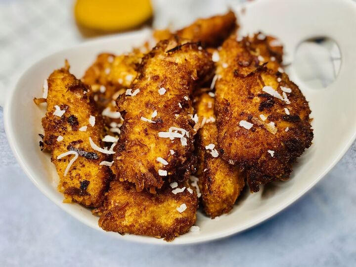 coconut chicken tenders with mango dipping sauce