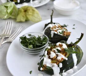 Simple Stuffed Poblano Peppers With Spicy Lime Drizzle