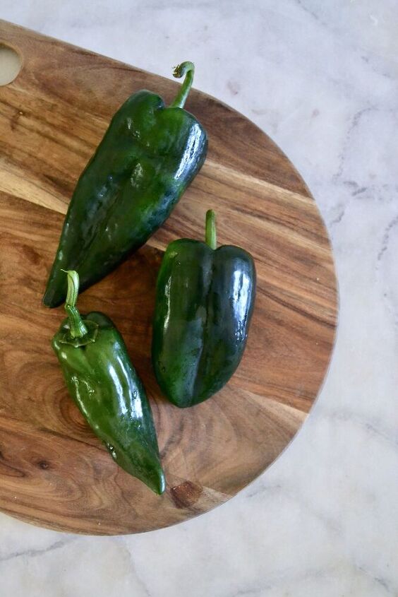 simple stuffed poblano peppers with spicy lime drizzle
