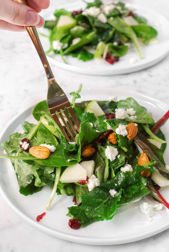 apple almond and cranberry super green salad