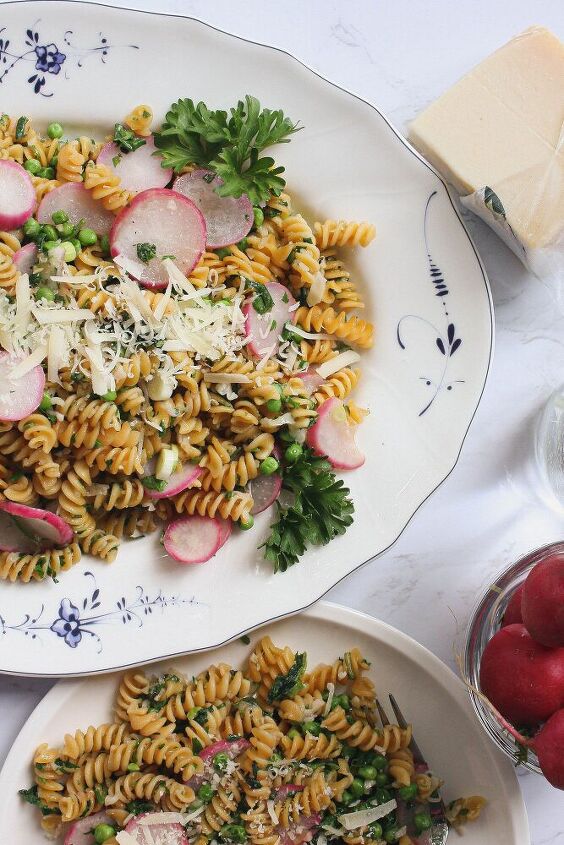 saut ed radish green pea gluten free pasta