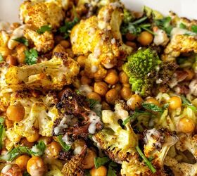 Warm Spiced Cauliflower and Chickpea Salad With Tahini Dressing