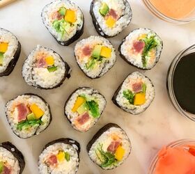 11 best homemade seaweed snacks, 6 Spicy Tuna Mango Sushi Rolls