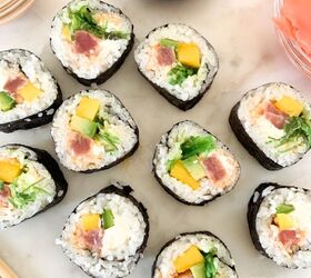 spicy tuna mango sushi rolls