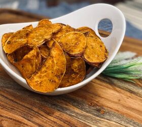 s 11 fresh takes on classic thanksgiving sides, Baked Sweet Potato Chips
