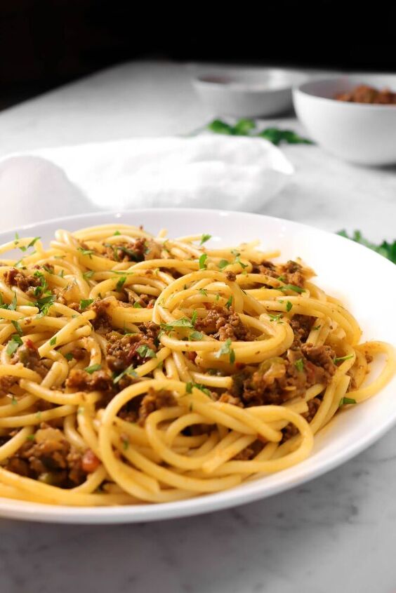 homemade spaghetti and meat sauce