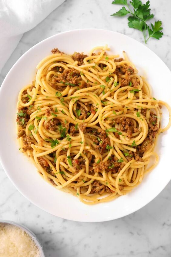 homemade spaghetti and meat sauce