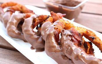 BBQ Bacon Wrapped Chocolate Dipped Onion Rings