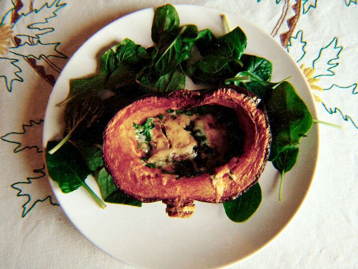s 11 thanksgiving sides to add to your menu this year, Baked Gorgonzola Spinach Pumpkin