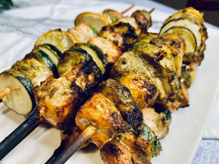 s 20 delicious dinners you can make on your grill, Pesto Salmon Skewers