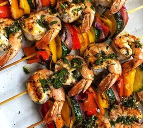 s 20 delicious dinners you can make on your grill, Shrimp and Veggie Skewers With Chimichurri