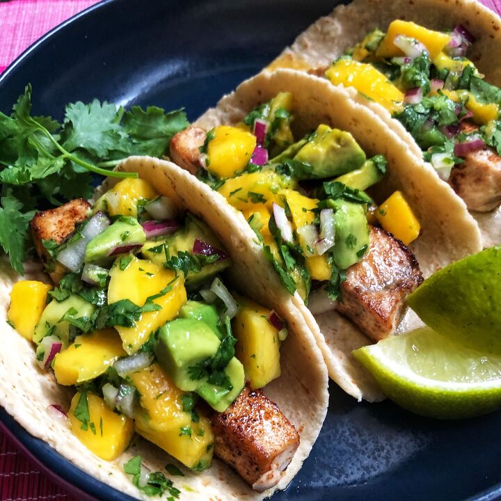 s 20 delicious dinners you can make on your grill, Swordfish Tacos With Mango Avocado Salsa