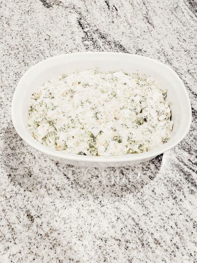 homemade broccoli casserole, Here it is all mixed together