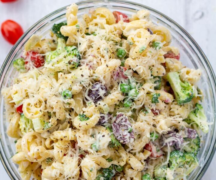 the best healthy creamy bow tie pasta salad