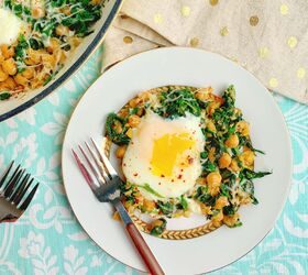 spinach chickpea and egg skillet